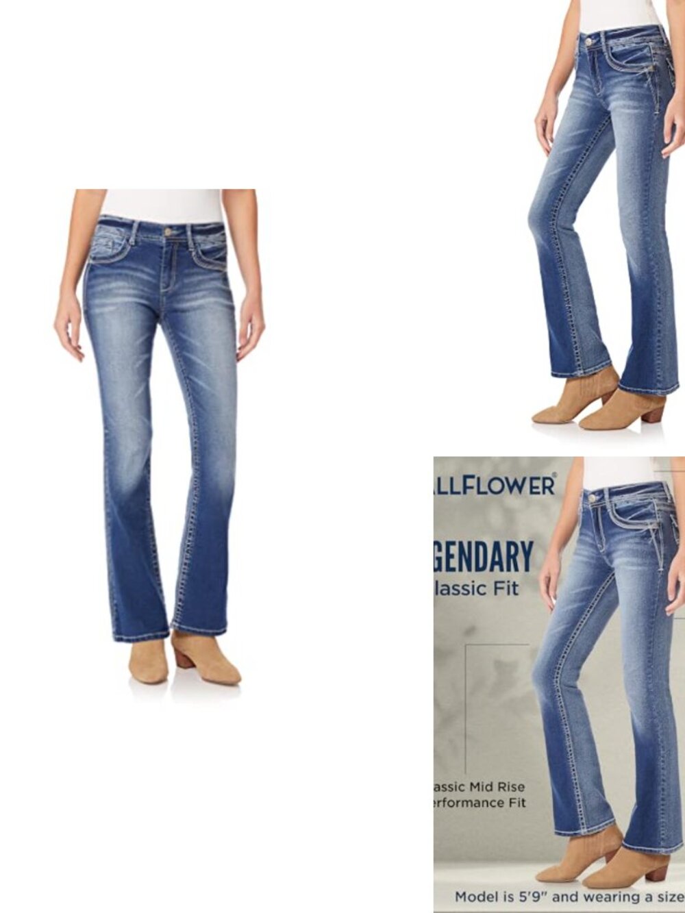 InstaStretch Classic Fit Bootcut Jeans with Flap Pockets